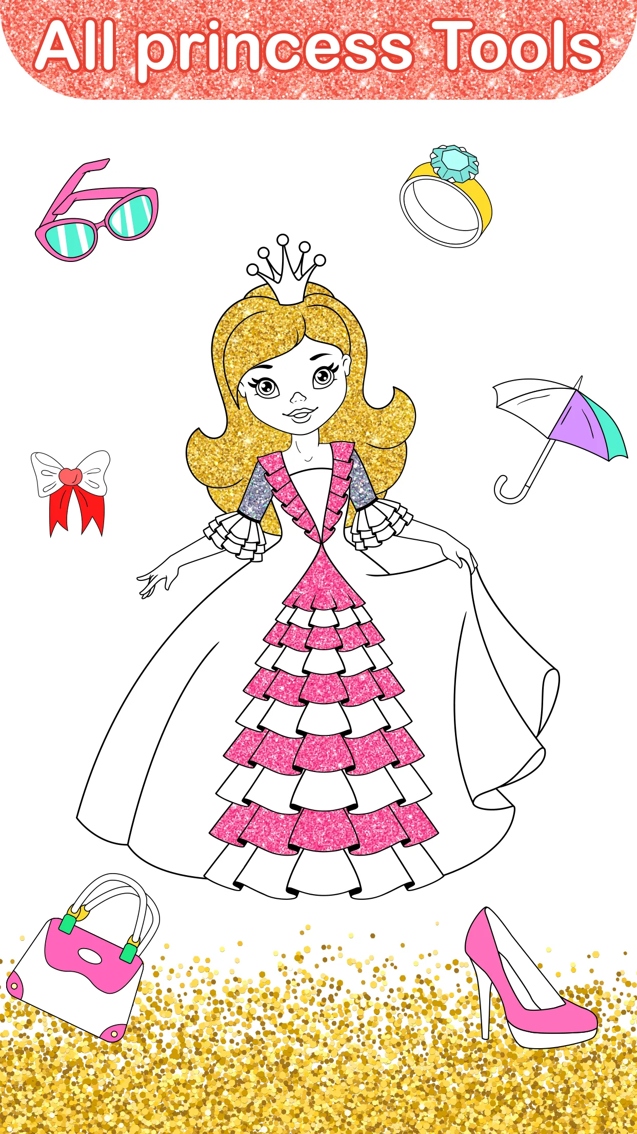 Glitter Coloring Book: Dresses | Indus Appstore | Screenshot