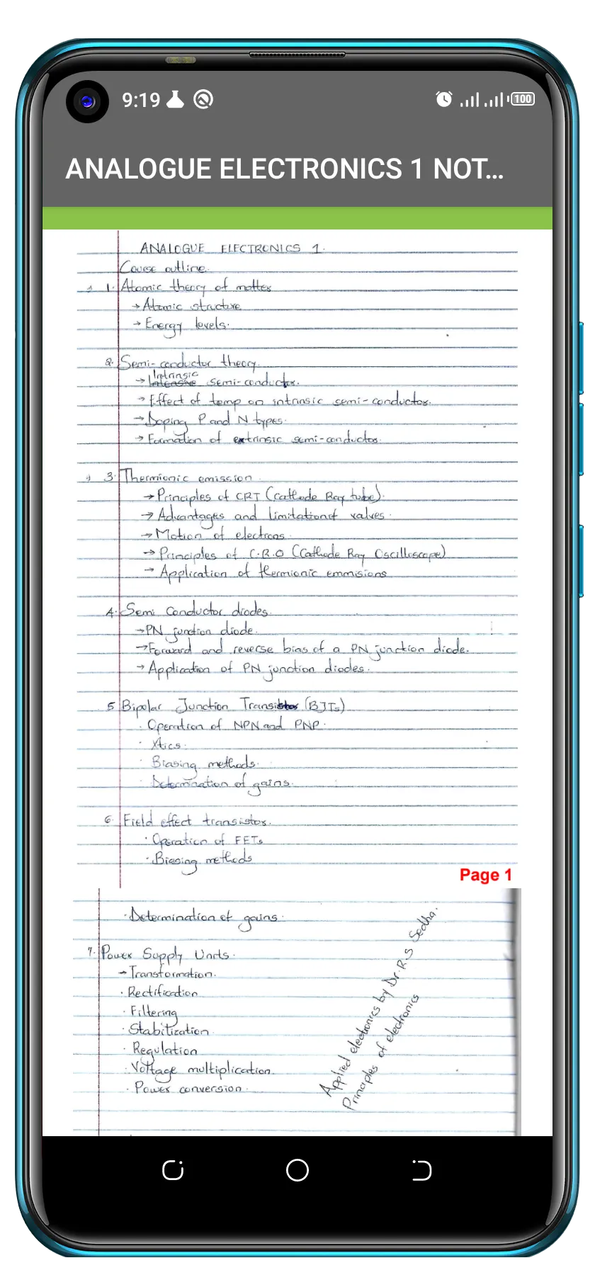 ANALOGUE ELECTRONICS 1 NOTES | Indus Appstore | Screenshot