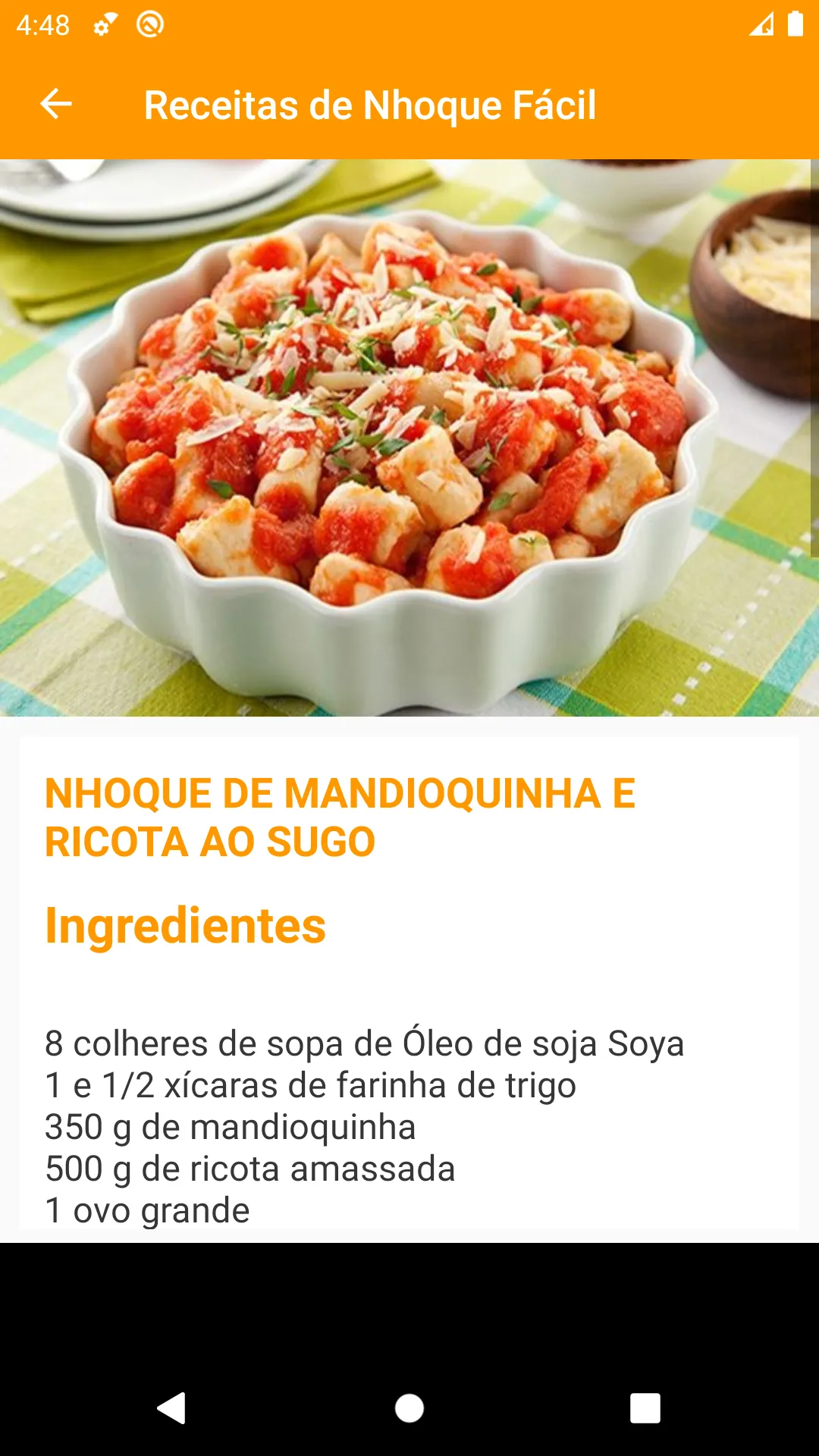 Receitas de Nhoque Fácil | Indus Appstore | Screenshot