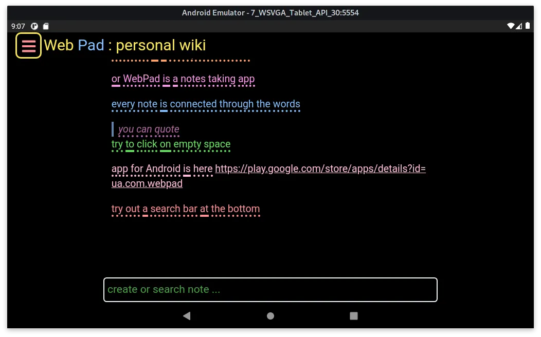 WebPad - personal wiki | Indus Appstore | Screenshot