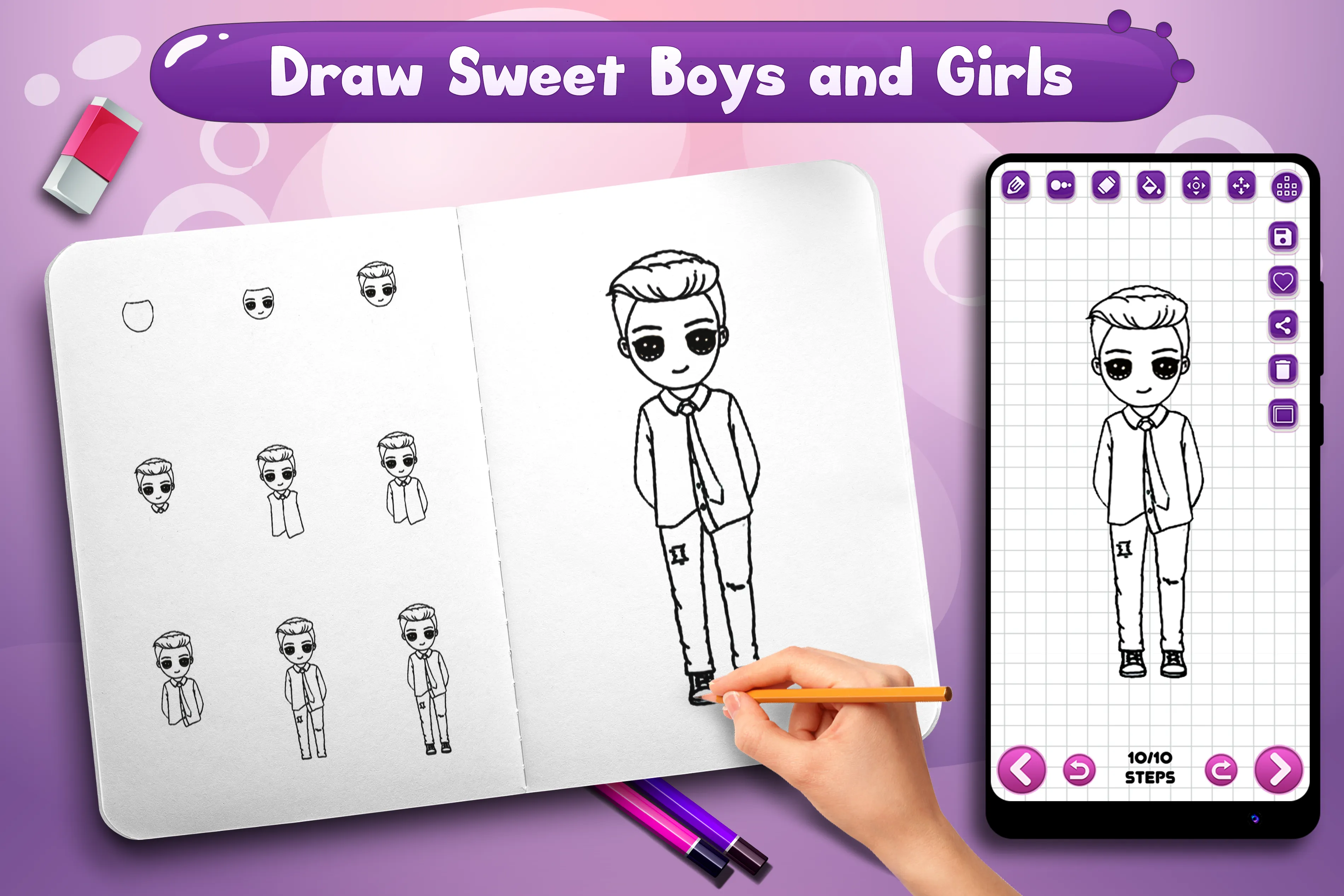 Learn to Draw Cute Girls Boys | Indus Appstore | Screenshot