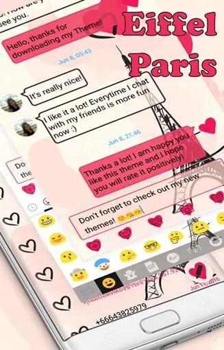 SMS Messages Paris Pink Theme | Indus Appstore | Screenshot