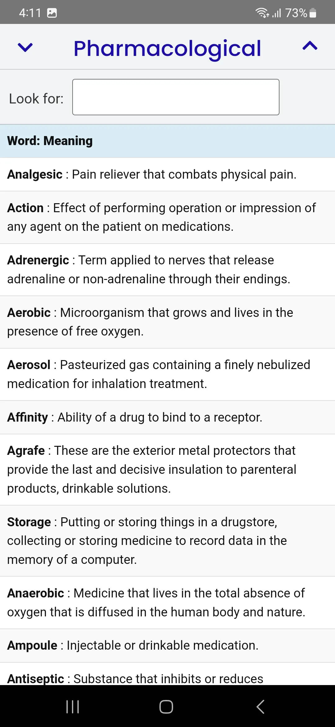 Pharmacological Dictionary | Indus Appstore | Screenshot