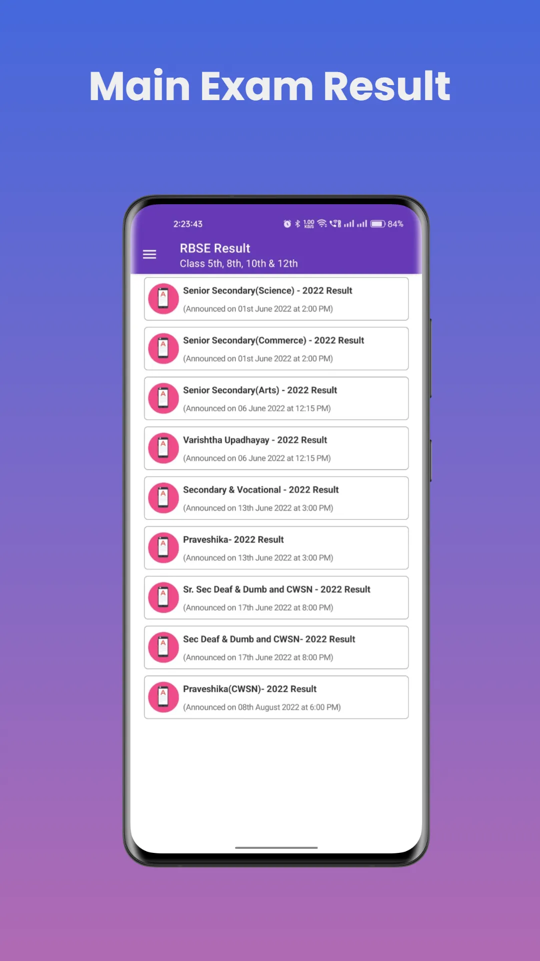 RBSE Result 2023 | Indus Appstore | Screenshot