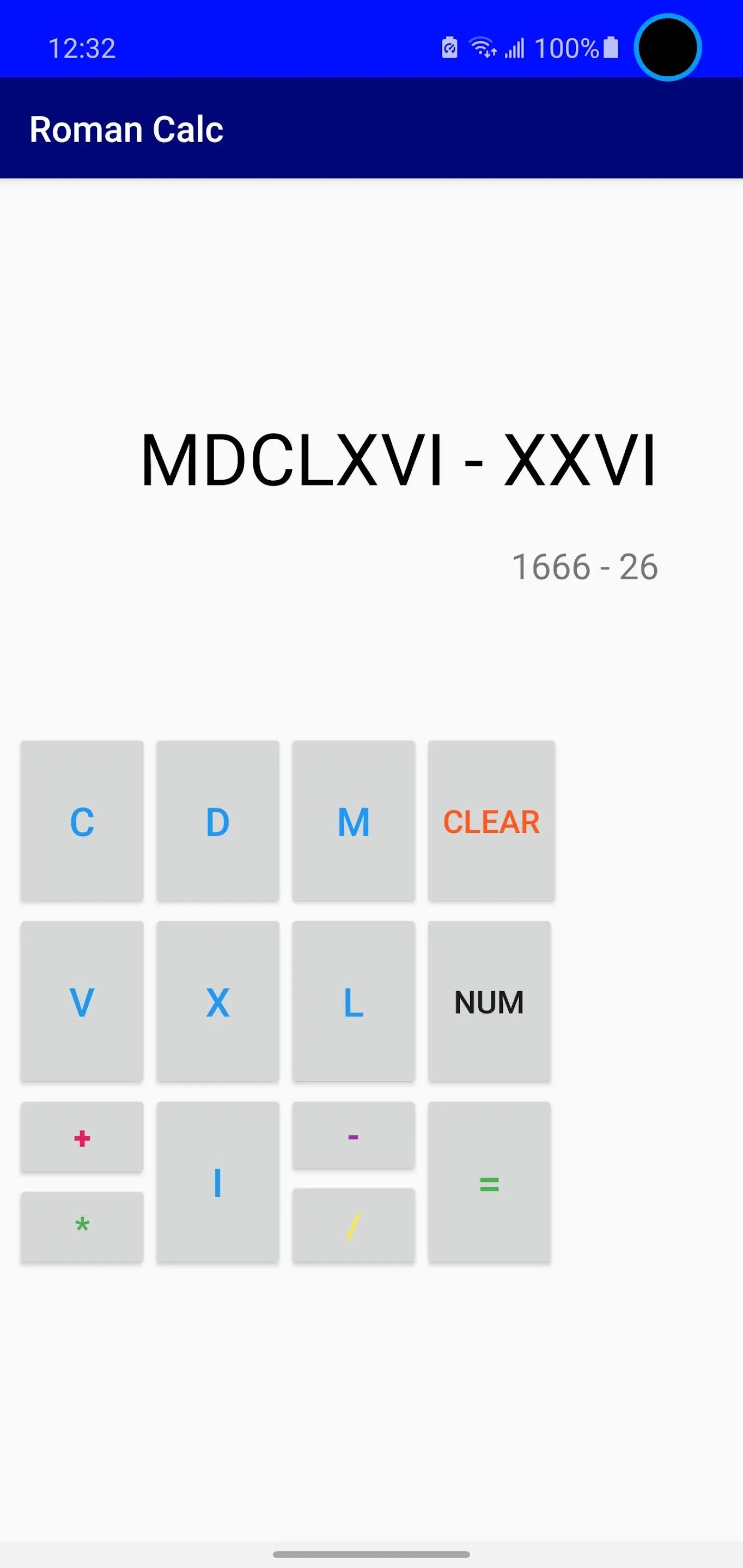 Roman Numeral Calculator | Indus Appstore | Screenshot