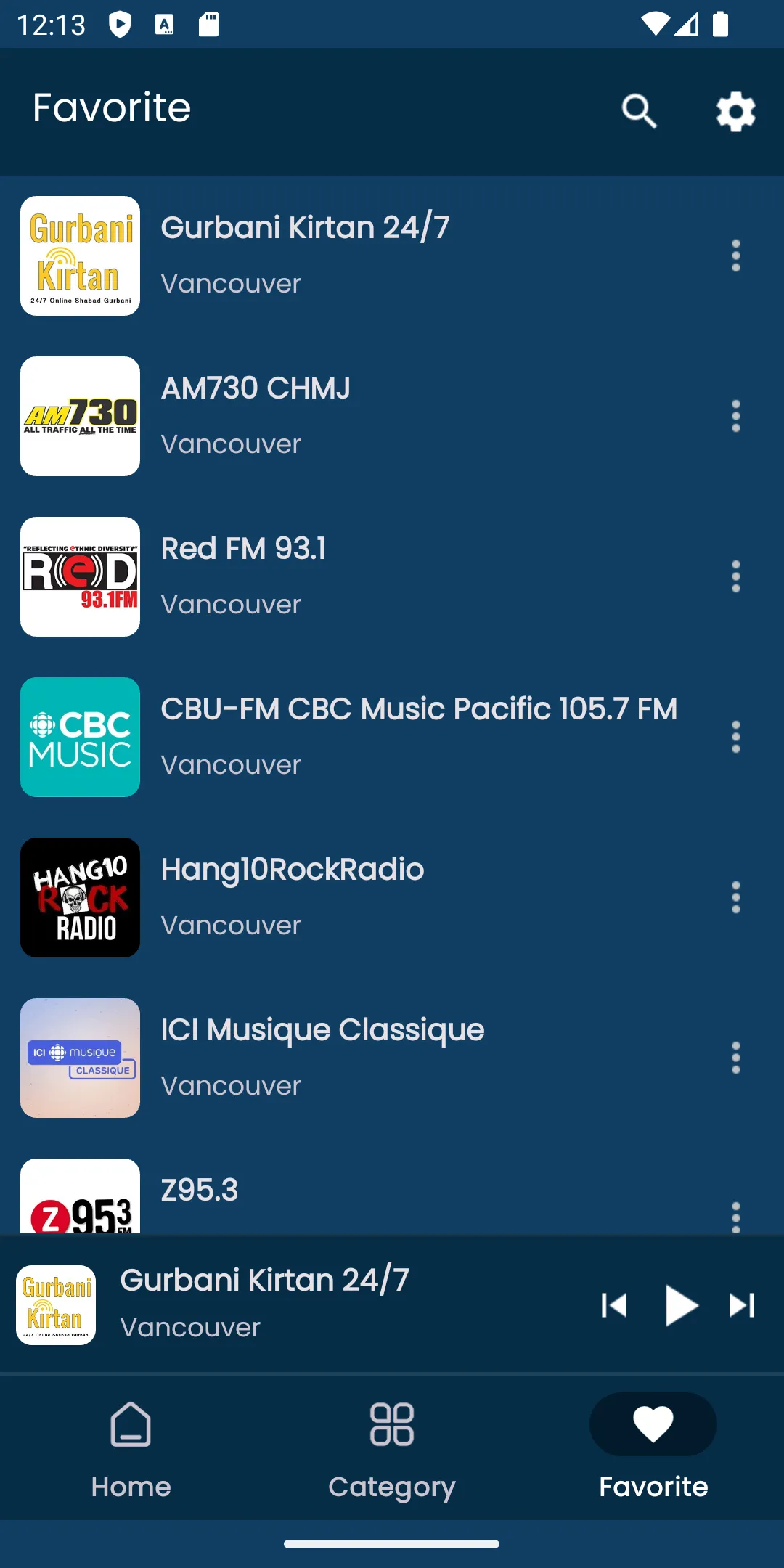 Radios from Vancouver | Indus Appstore | Screenshot