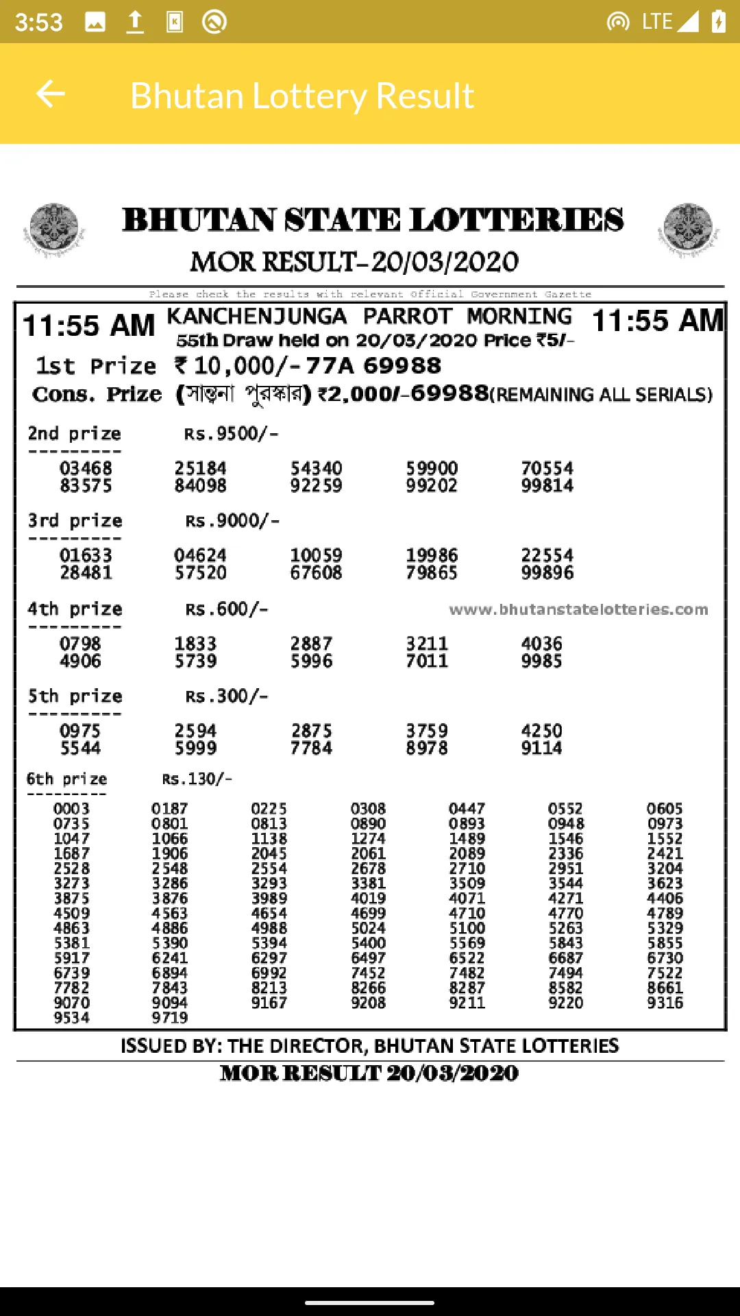 Bhutan Lottery Result | Indus Appstore | Screenshot