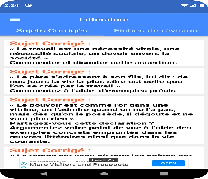 Littérature - Sujets Corrigés | Indus Appstore | Screenshot