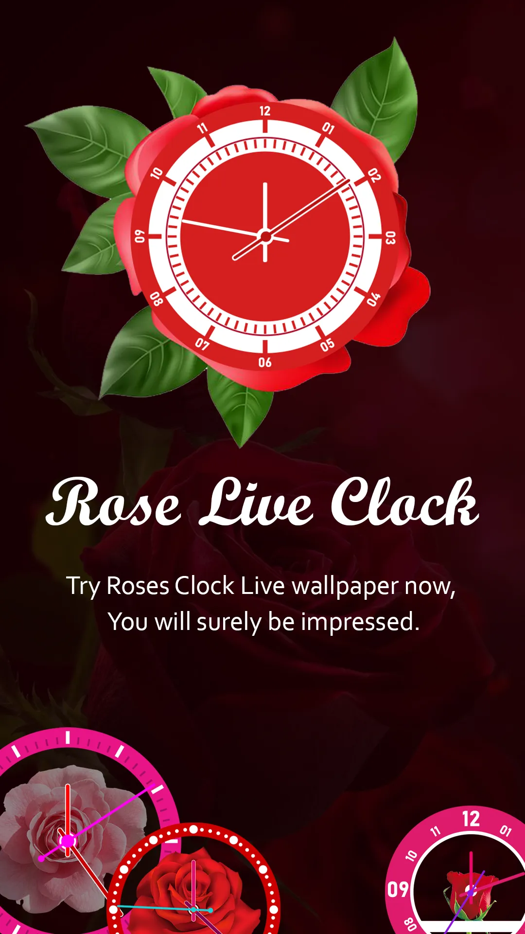 Rose Clock Live Rose Wallpaper | Indus Appstore | Screenshot