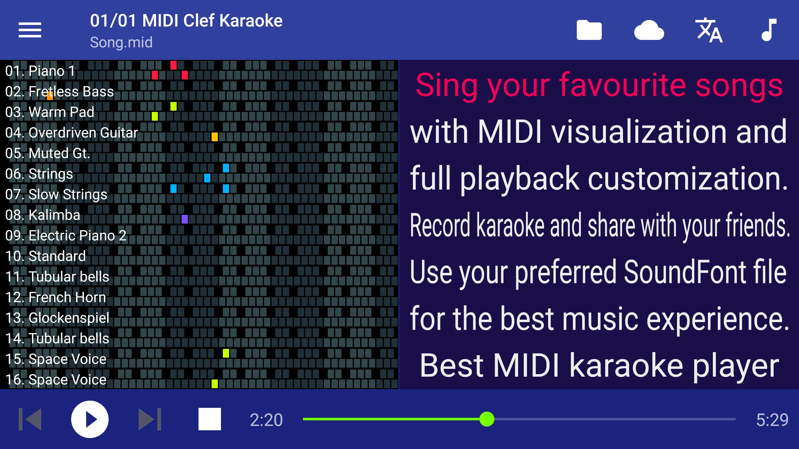 MIDI Clef Karaoke Player | Indus Appstore | Screenshot