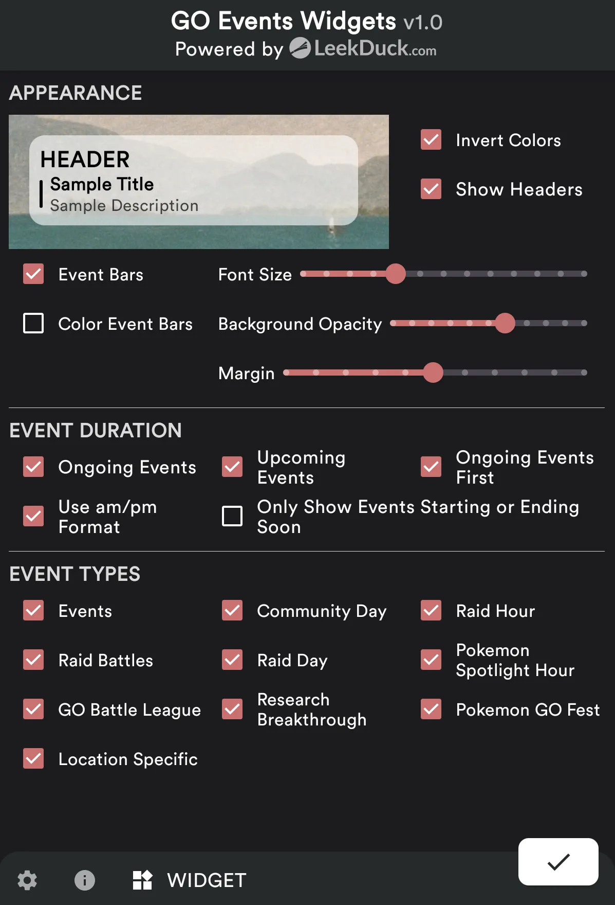 GO Events Widget • Leek Duck | Indus Appstore | Screenshot