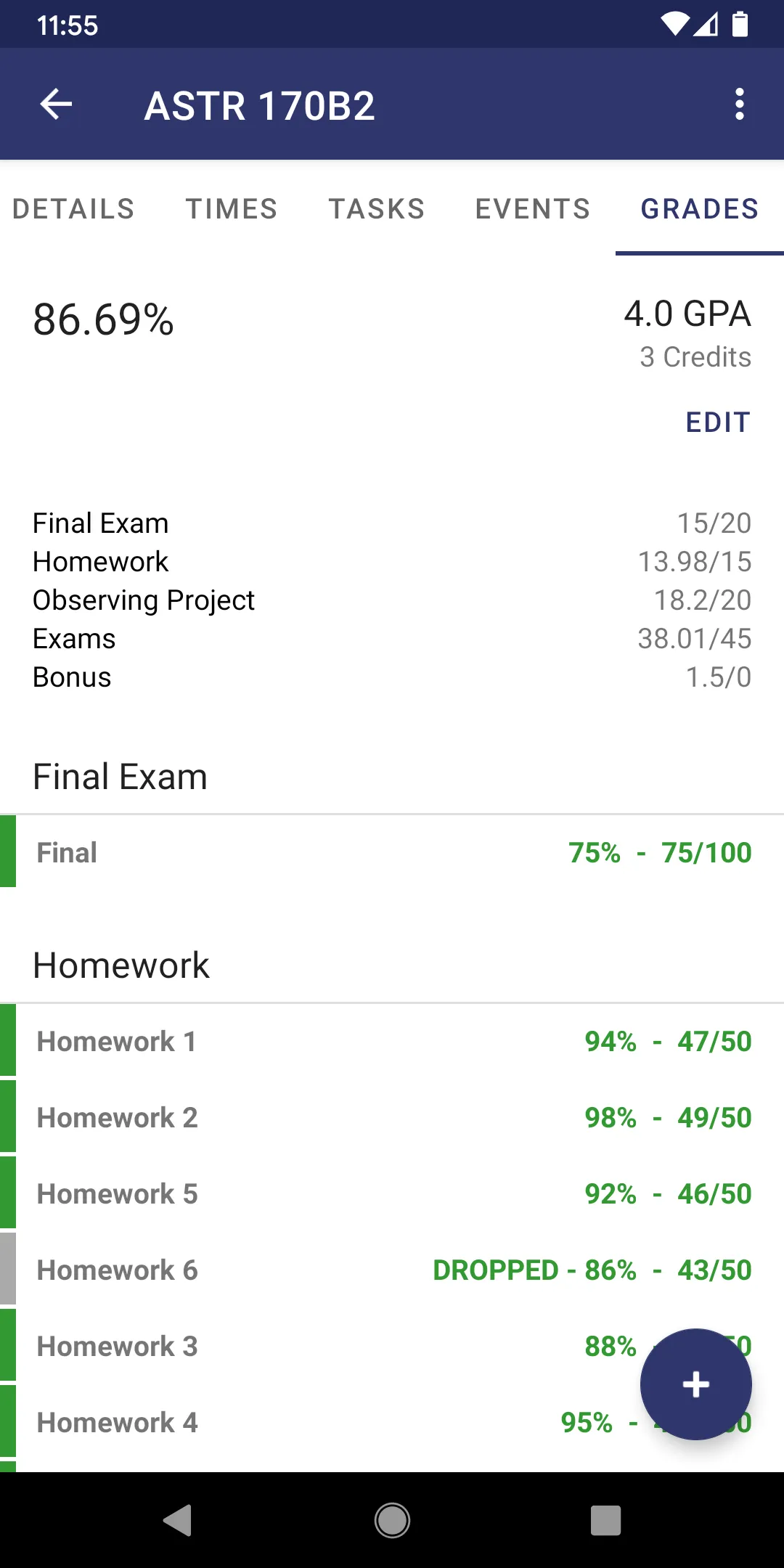 Power Planner: Homework/Grades | Indus Appstore | Screenshot