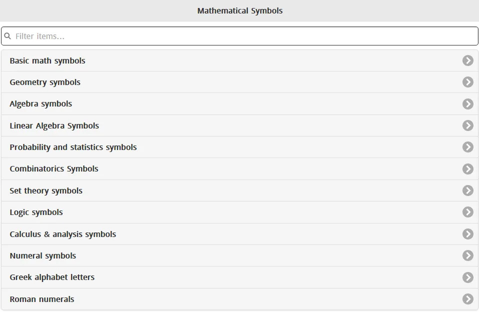 Mathematical Symbols | Indus Appstore | Screenshot