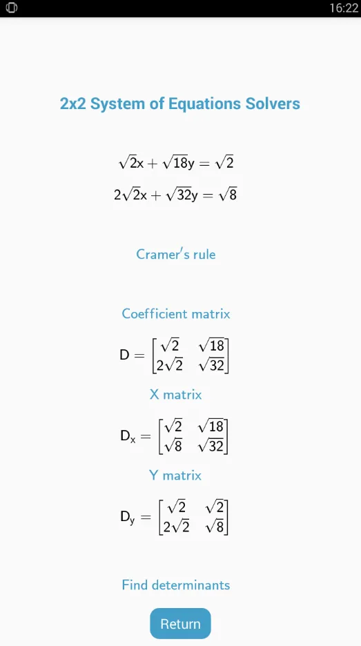 2x2 System of Equation Solvers | Indus Appstore | Screenshot