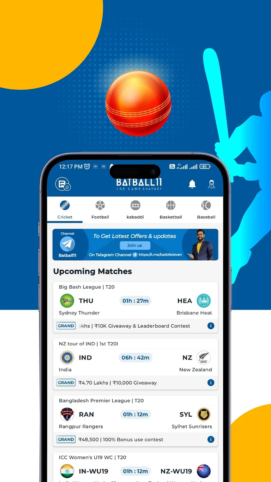 BatBall11: Fantasy Cricket App | Indus Appstore | Screenshot