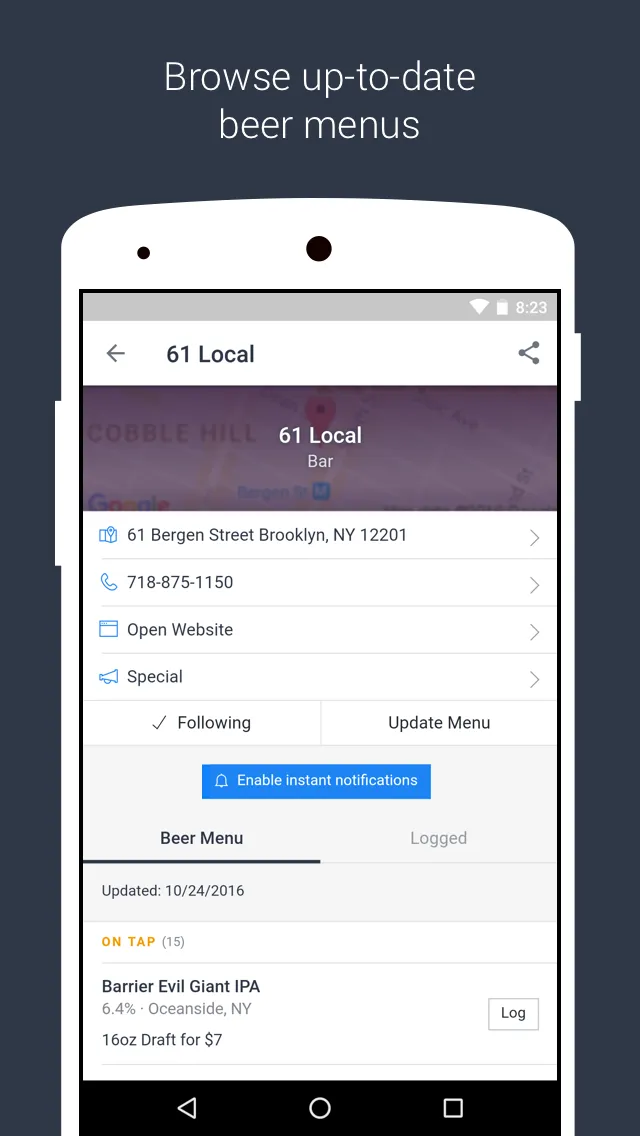 BeerMenus - Find Great Beer | Indus Appstore | Screenshot