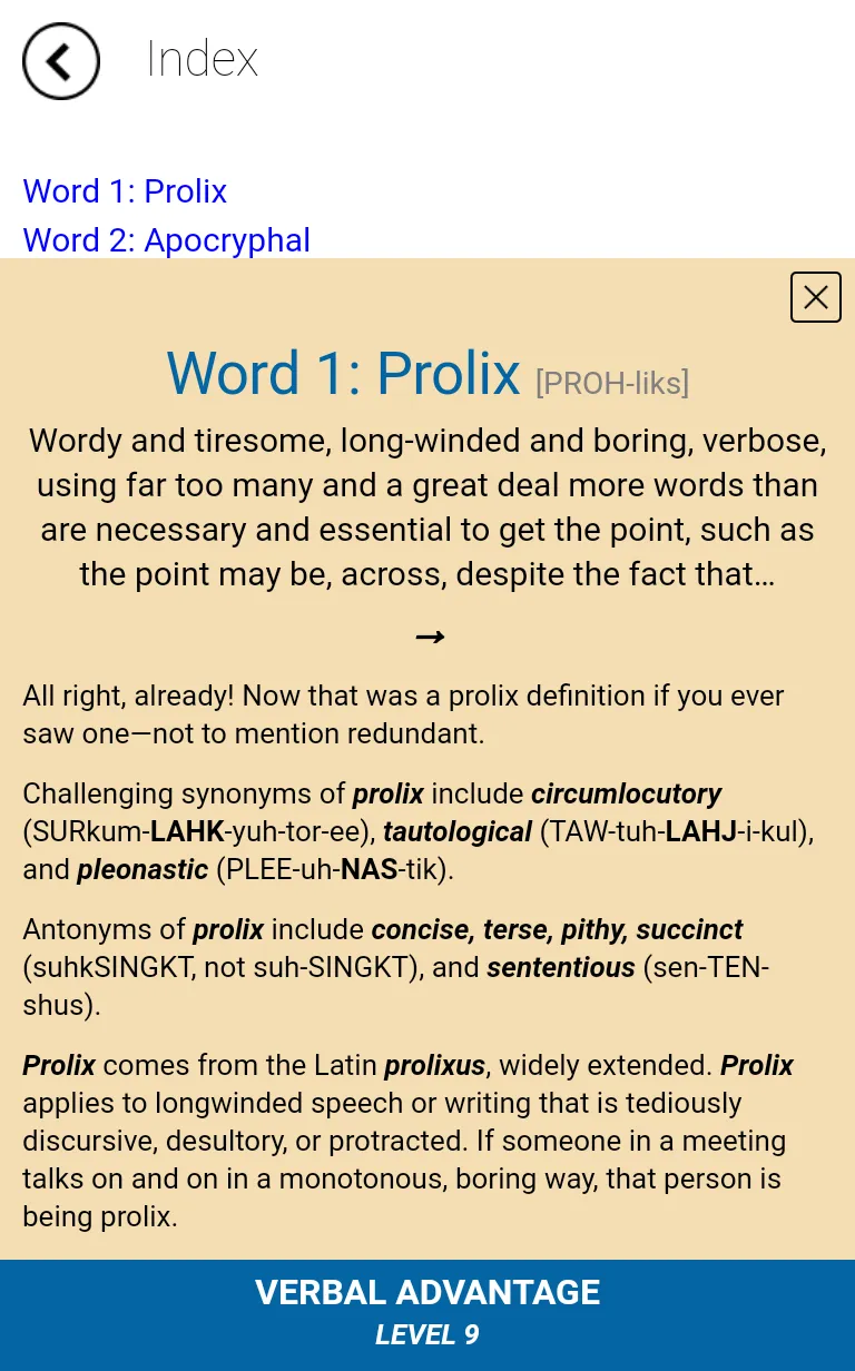 Verbal Advantage - Level 9 | Indus Appstore | Screenshot