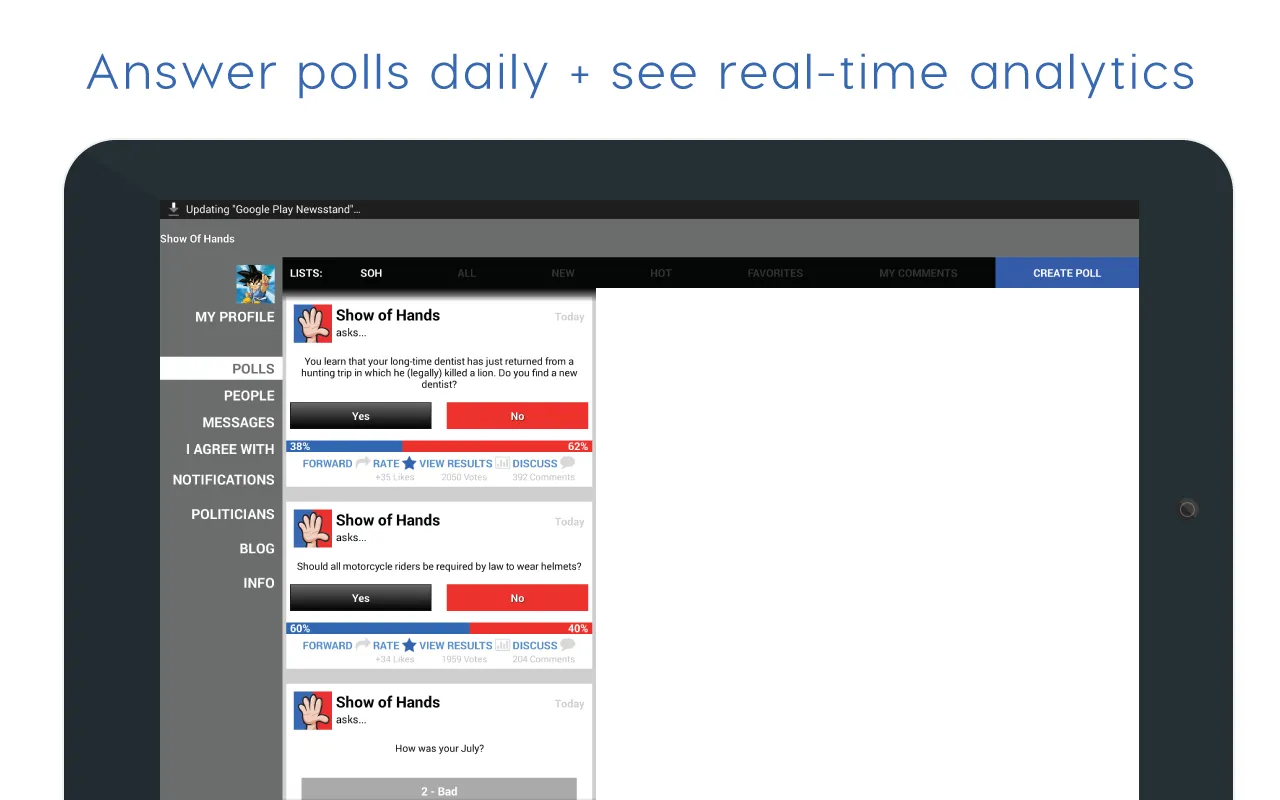 Show of Hands Polls & Politics | Indus Appstore | Screenshot