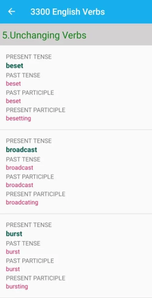 3300 English Verbs - Tenses | Indus Appstore | Screenshot
