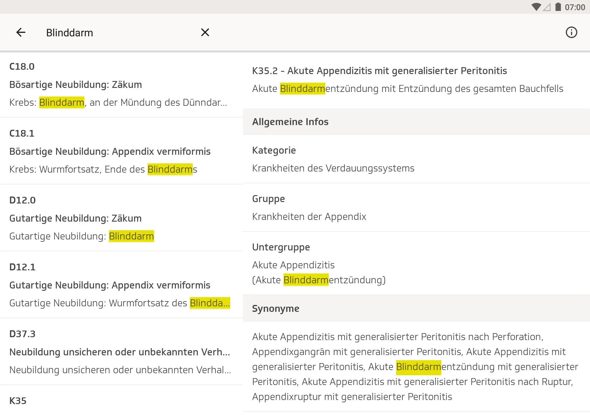 ICD-10 Diagnoseauskunft | Indus Appstore | Screenshot