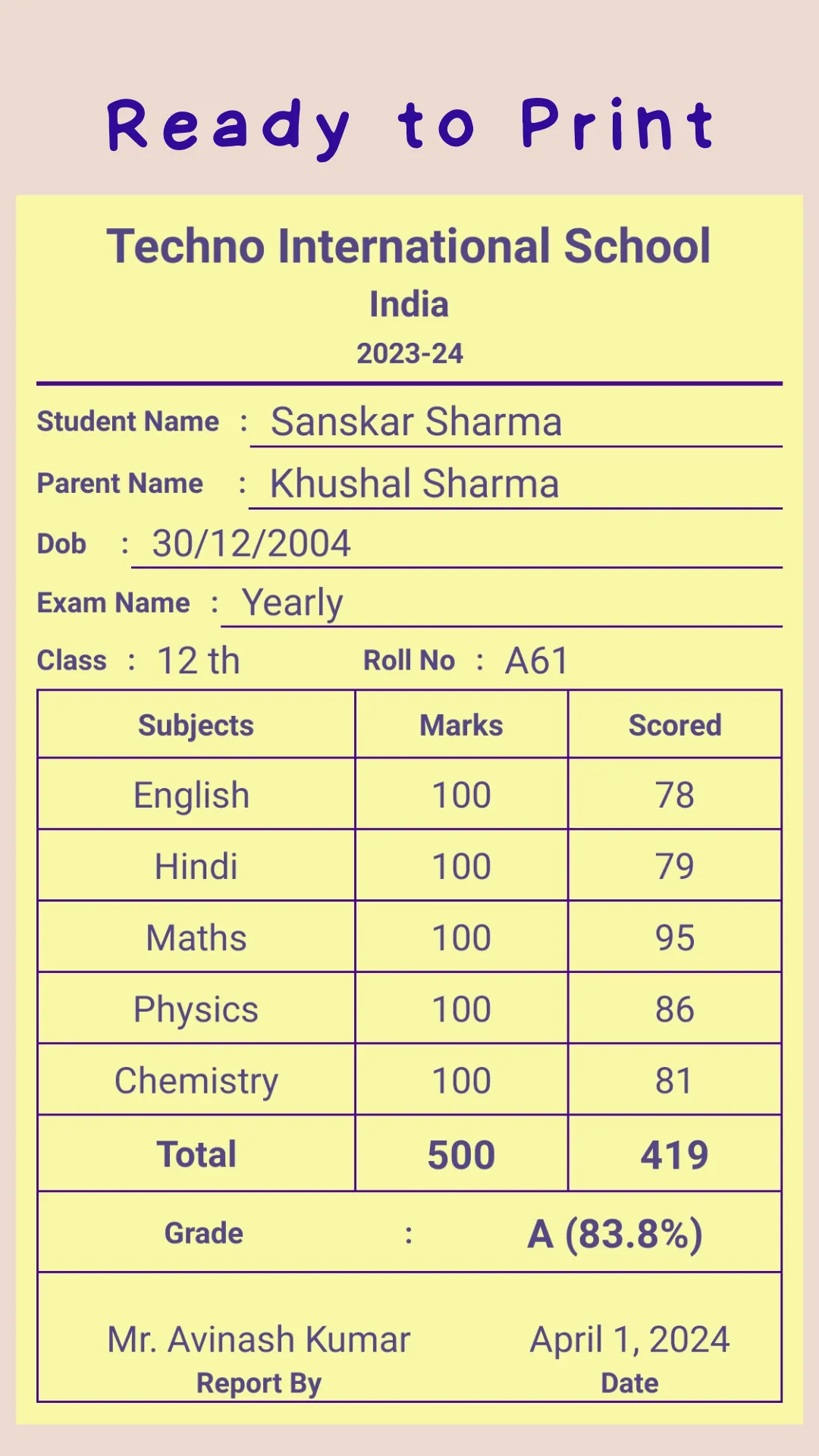 Report Card Maker | Indus Appstore | Screenshot