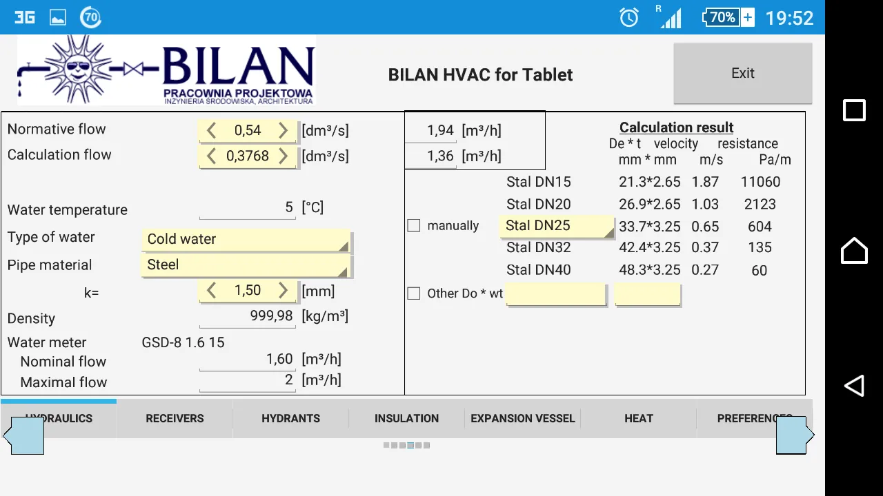 Bilan HVAC Simple for Tablet | Indus Appstore | Screenshot