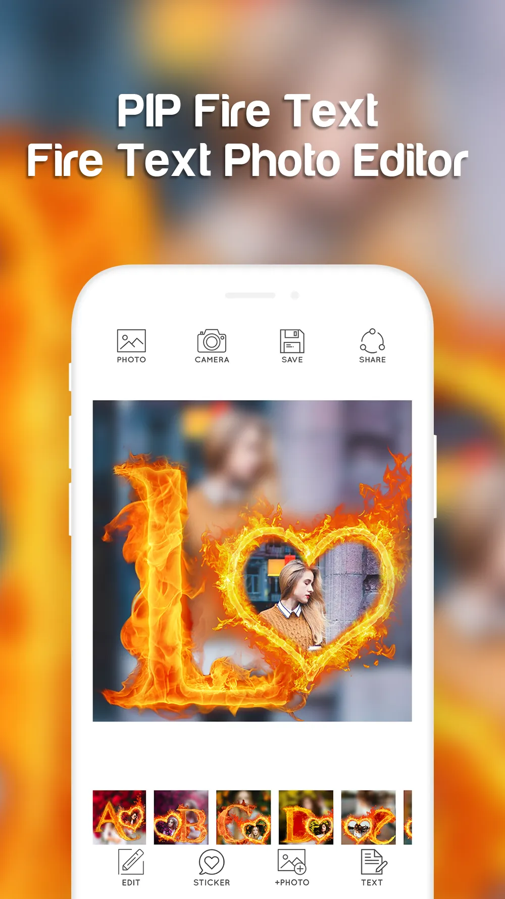 Fire Text Photo Frame | Indus Appstore | Screenshot