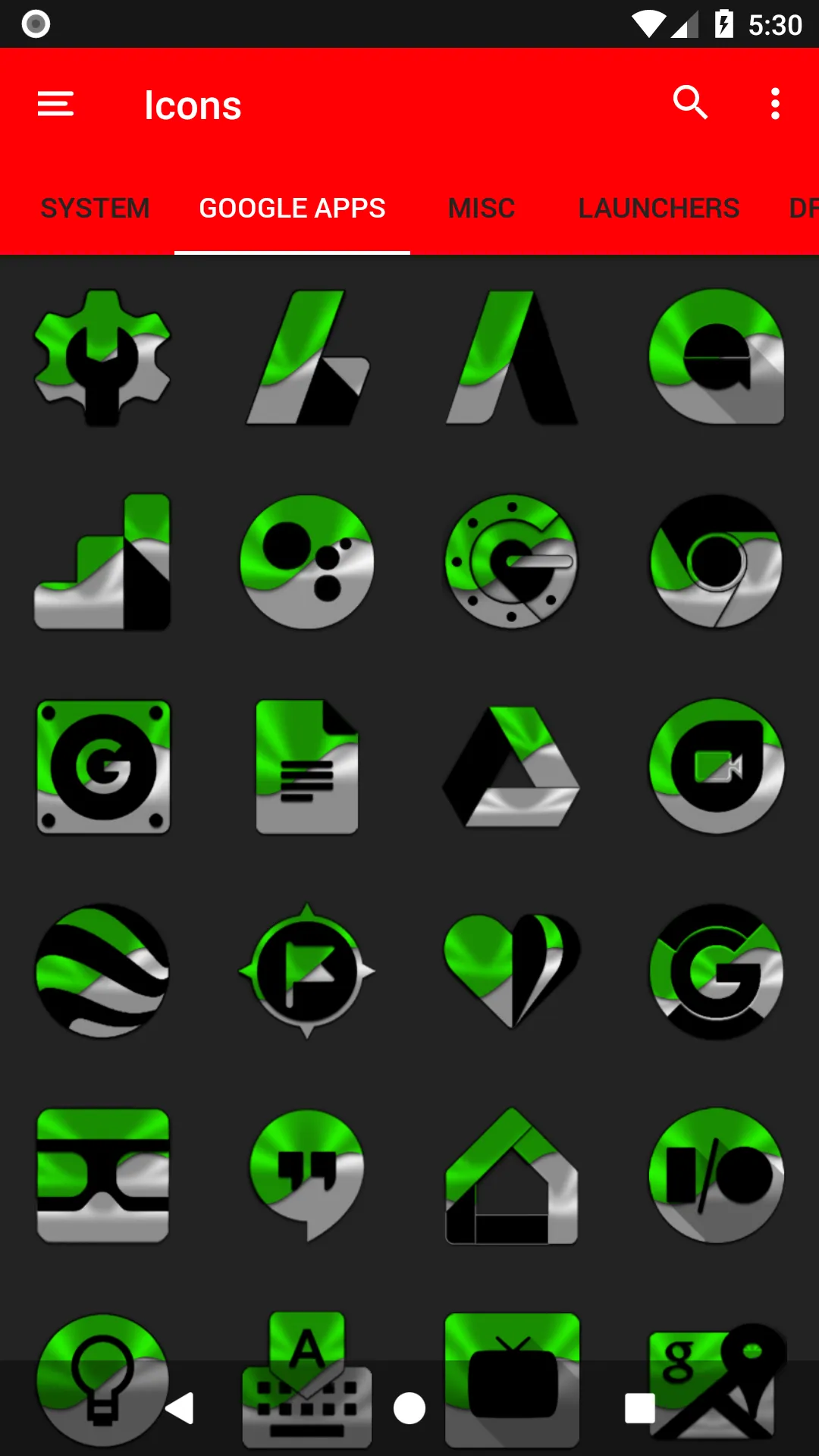 Half Light Green Icon Pack | Indus Appstore | Screenshot