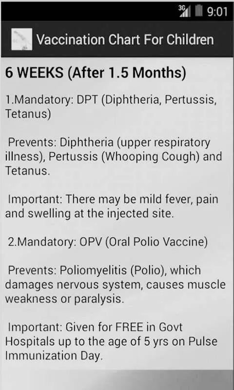 Vaccination Chart For Children | Indus Appstore | Screenshot