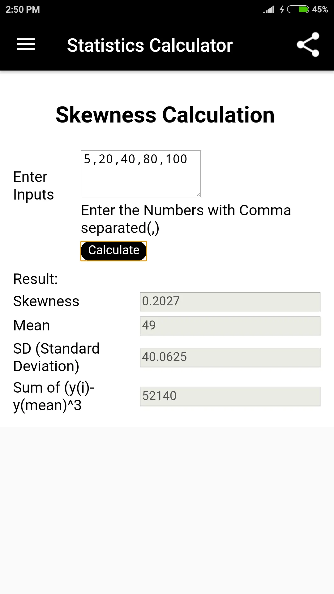 Statistics Calculator | Indus Appstore | Screenshot