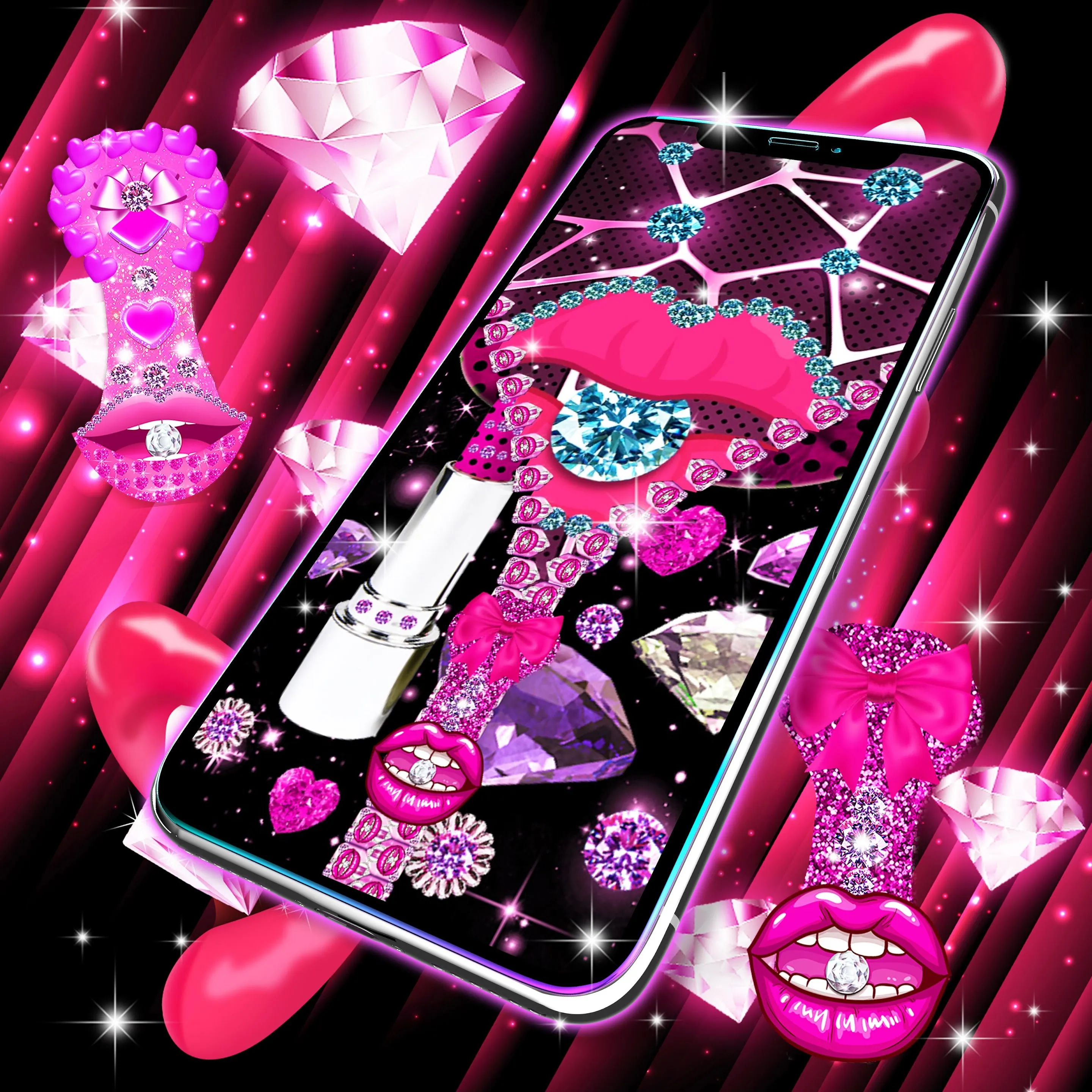 Diamond lips lock screen | Indus Appstore | Screenshot