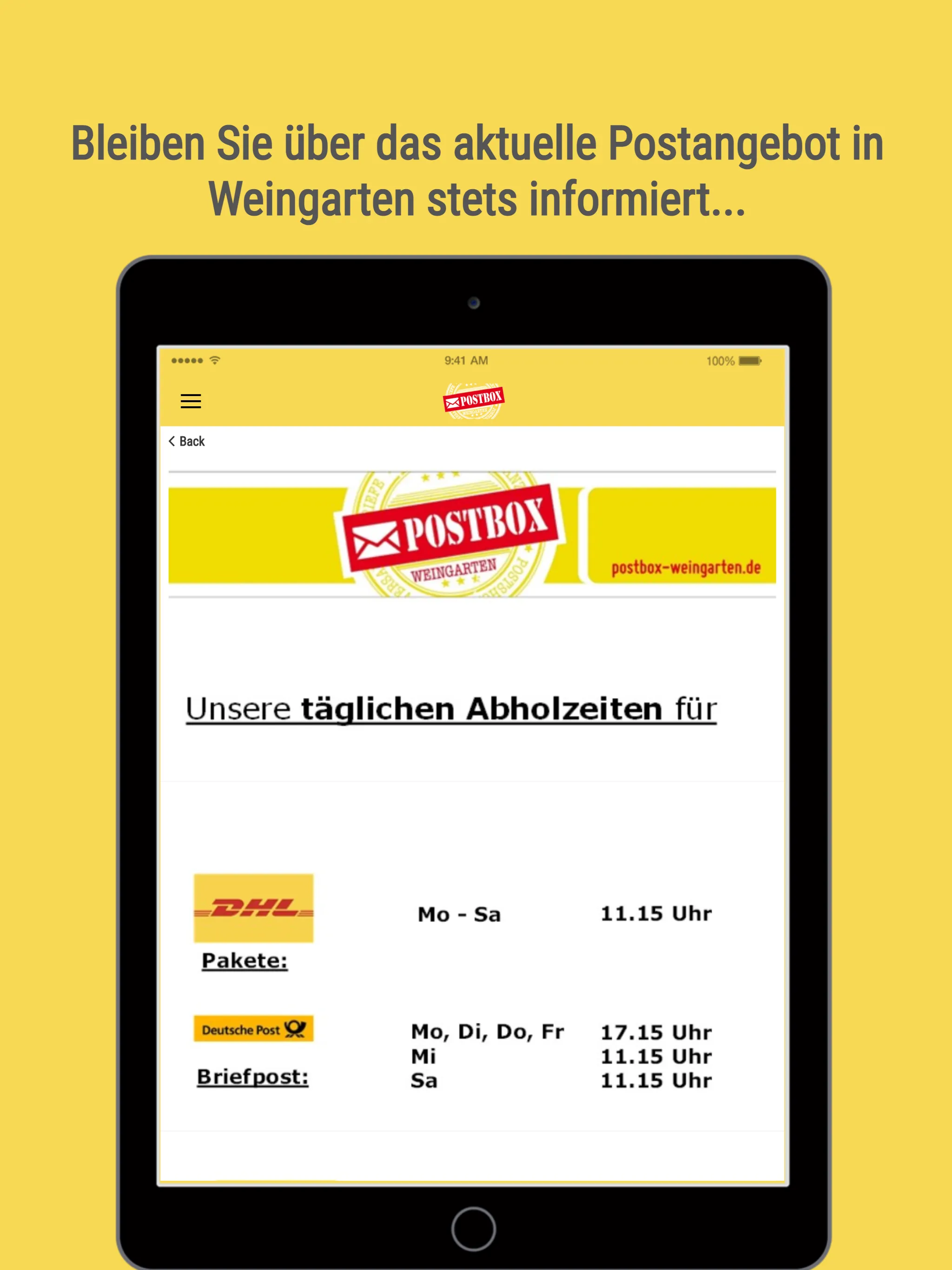 Postbox Weingarten | Indus Appstore | Screenshot