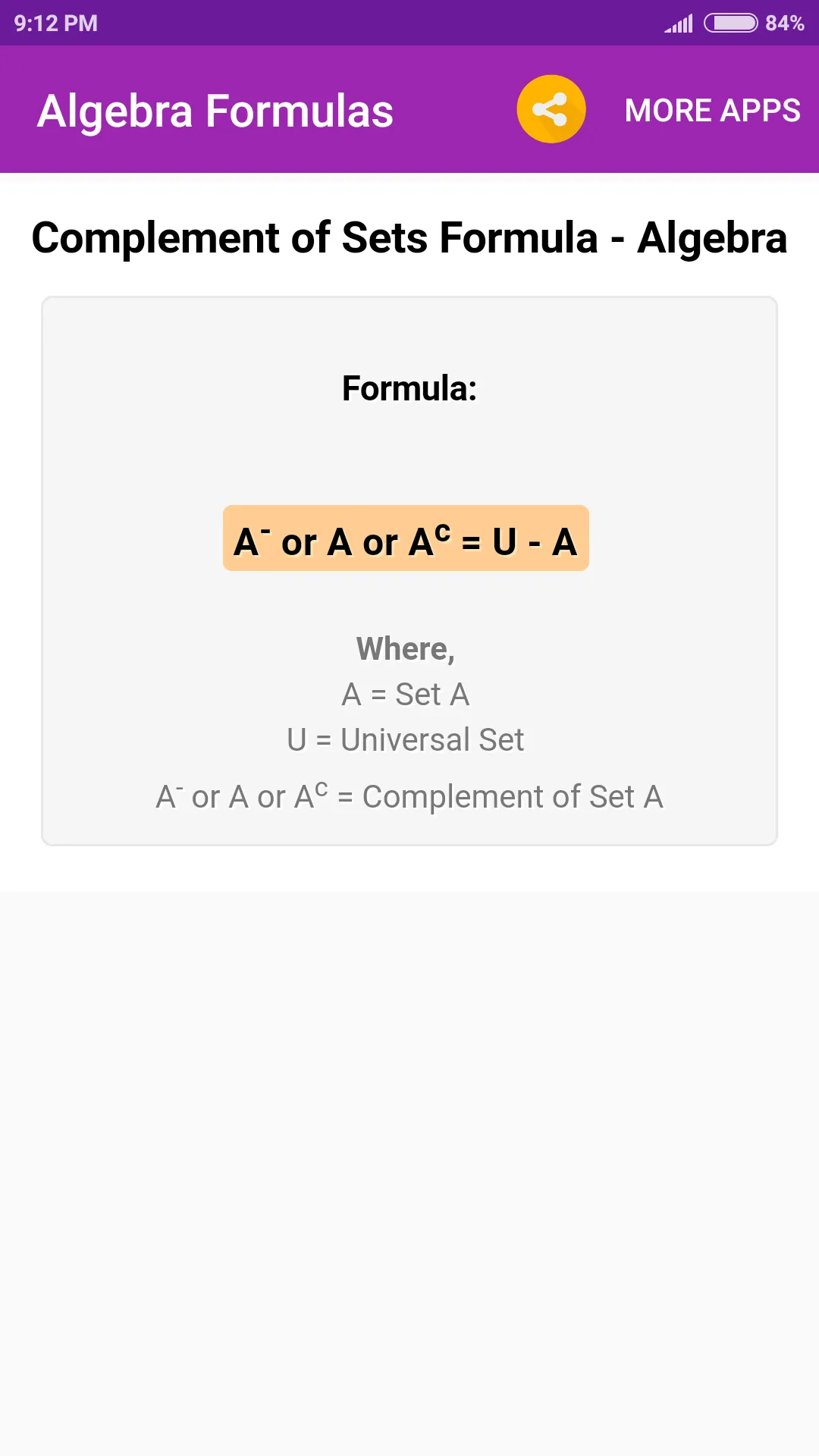 Algebra Formulas | Indus Appstore | Screenshot