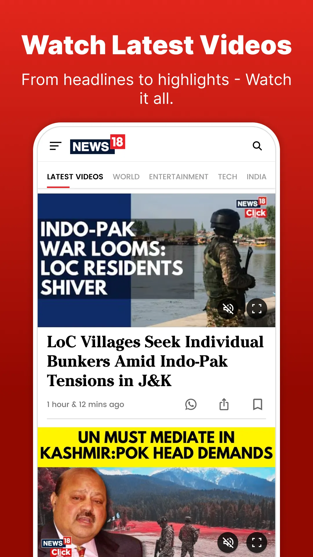 Daily News: News18 Live TV App | Indus Appstore | Screenshot