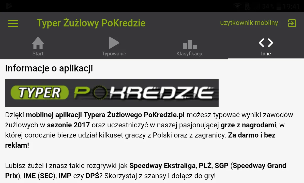 Typer Żużlowy PoKredzie.pl | Indus Appstore | Screenshot