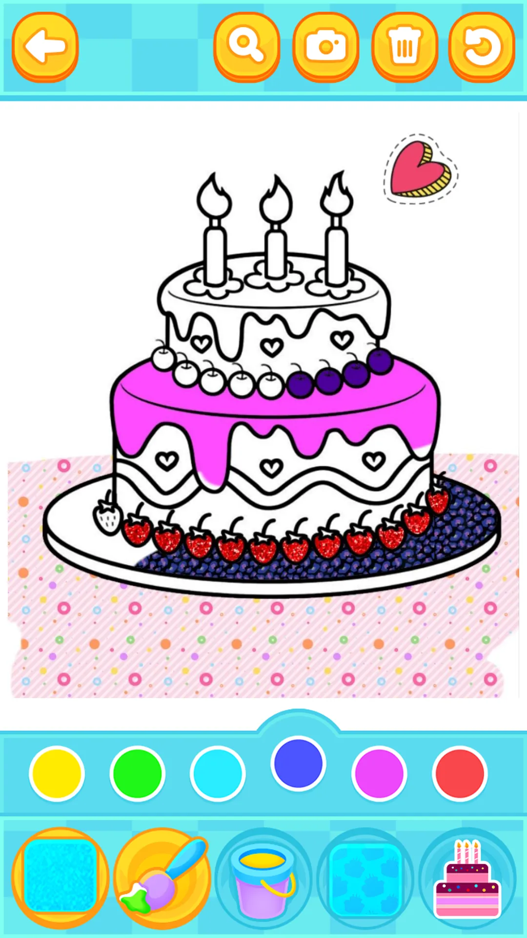 Glitter Birthday Cake Coloring | Indus Appstore | Screenshot