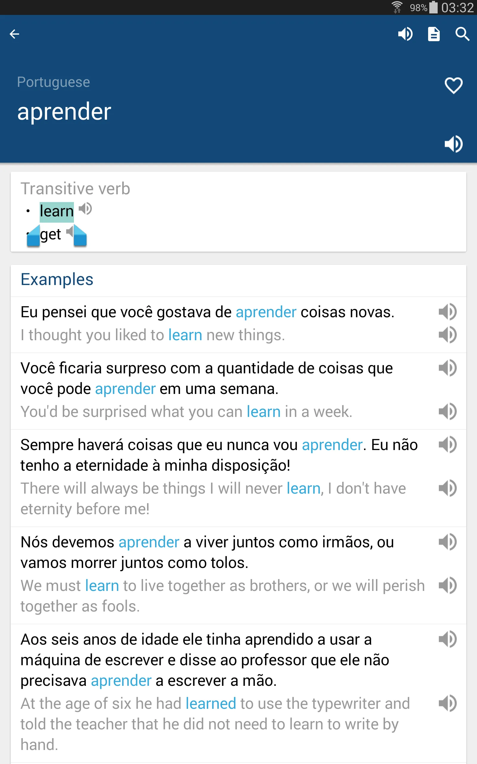 Portuguese English Dictionary | Indus Appstore | Screenshot