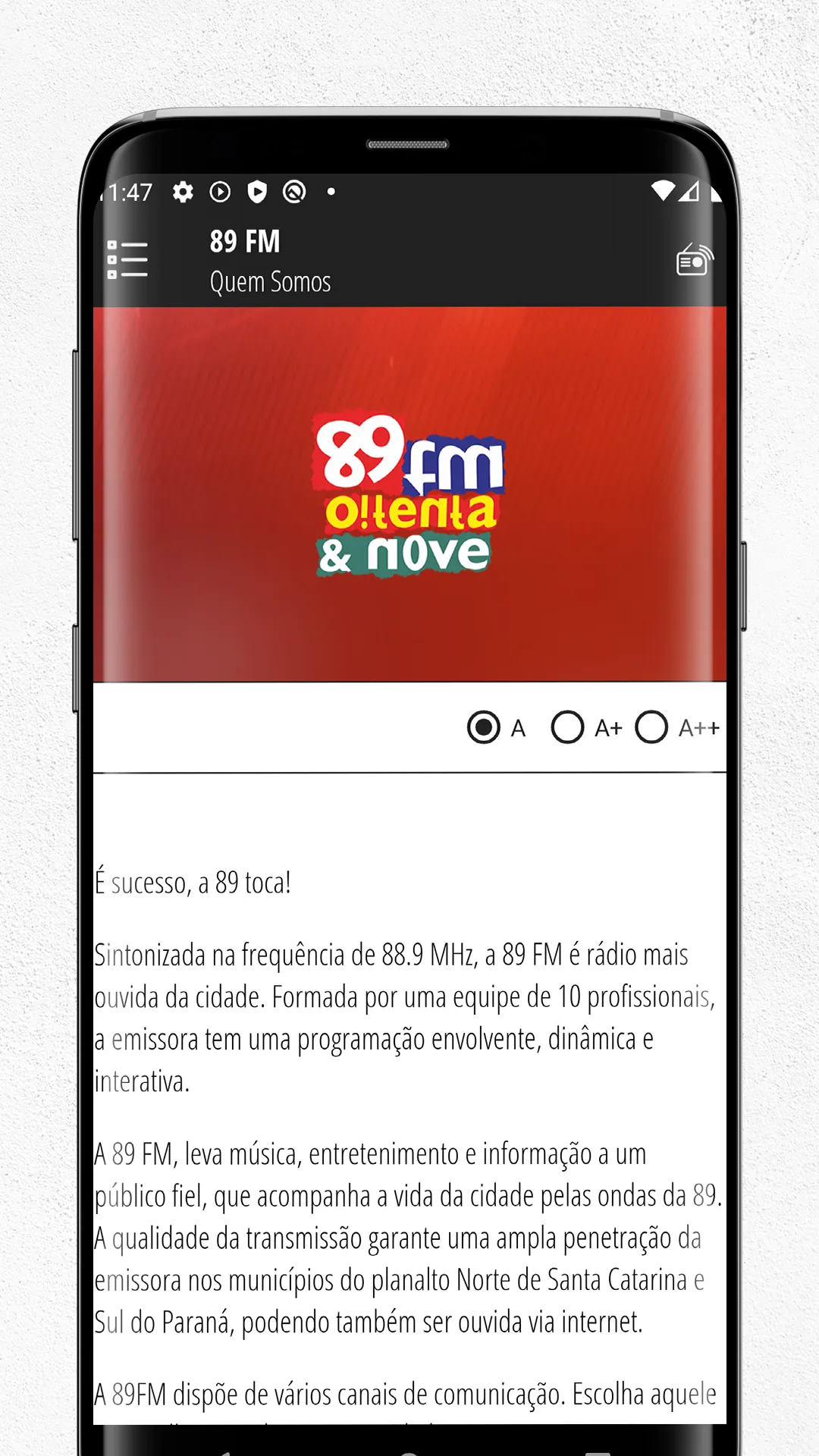 89 FM  |  São Bento do Sul | Indus Appstore | Screenshot