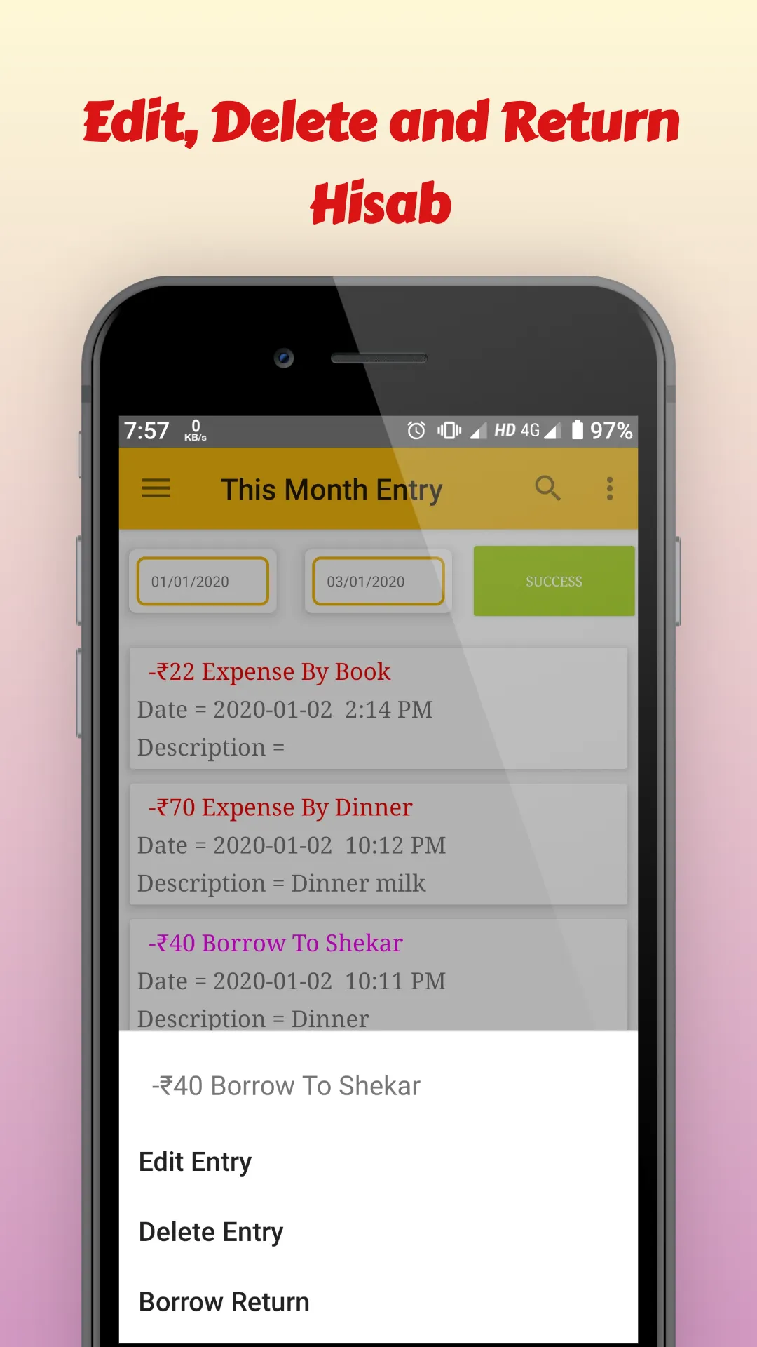 Hisab Kitab Personalized Diary | Indus Appstore | Screenshot