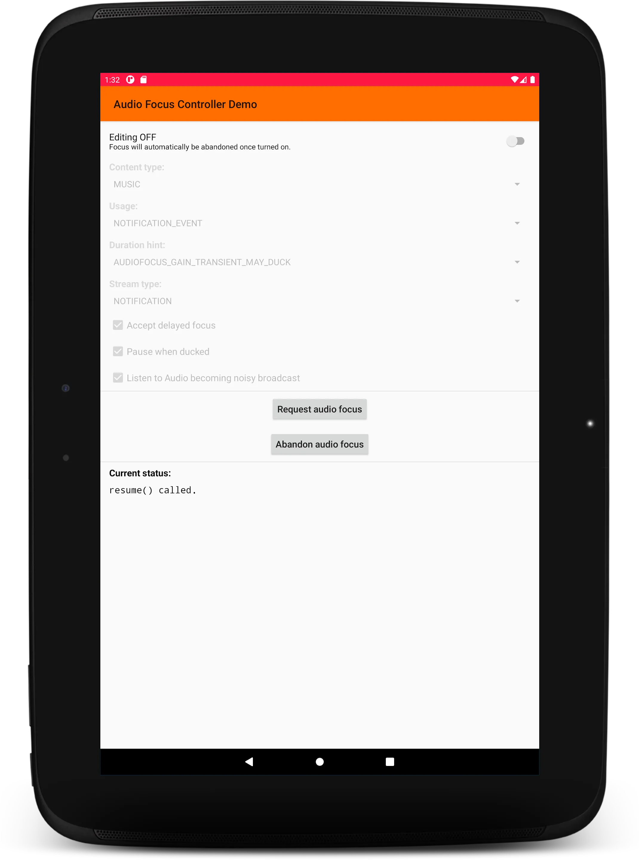 Audio Focus Controller Demo | Indus Appstore | Screenshot