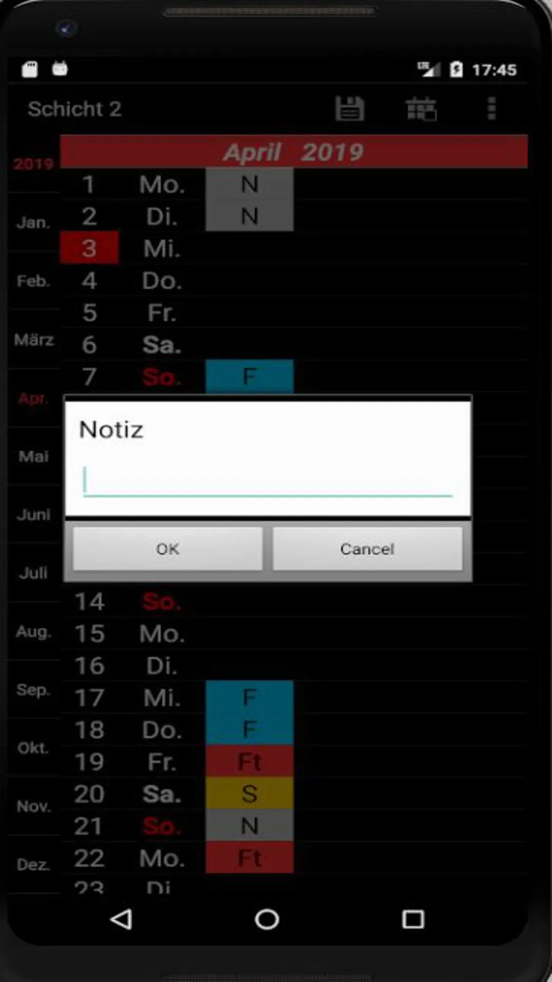 Schichtkalender | Indus Appstore | Screenshot