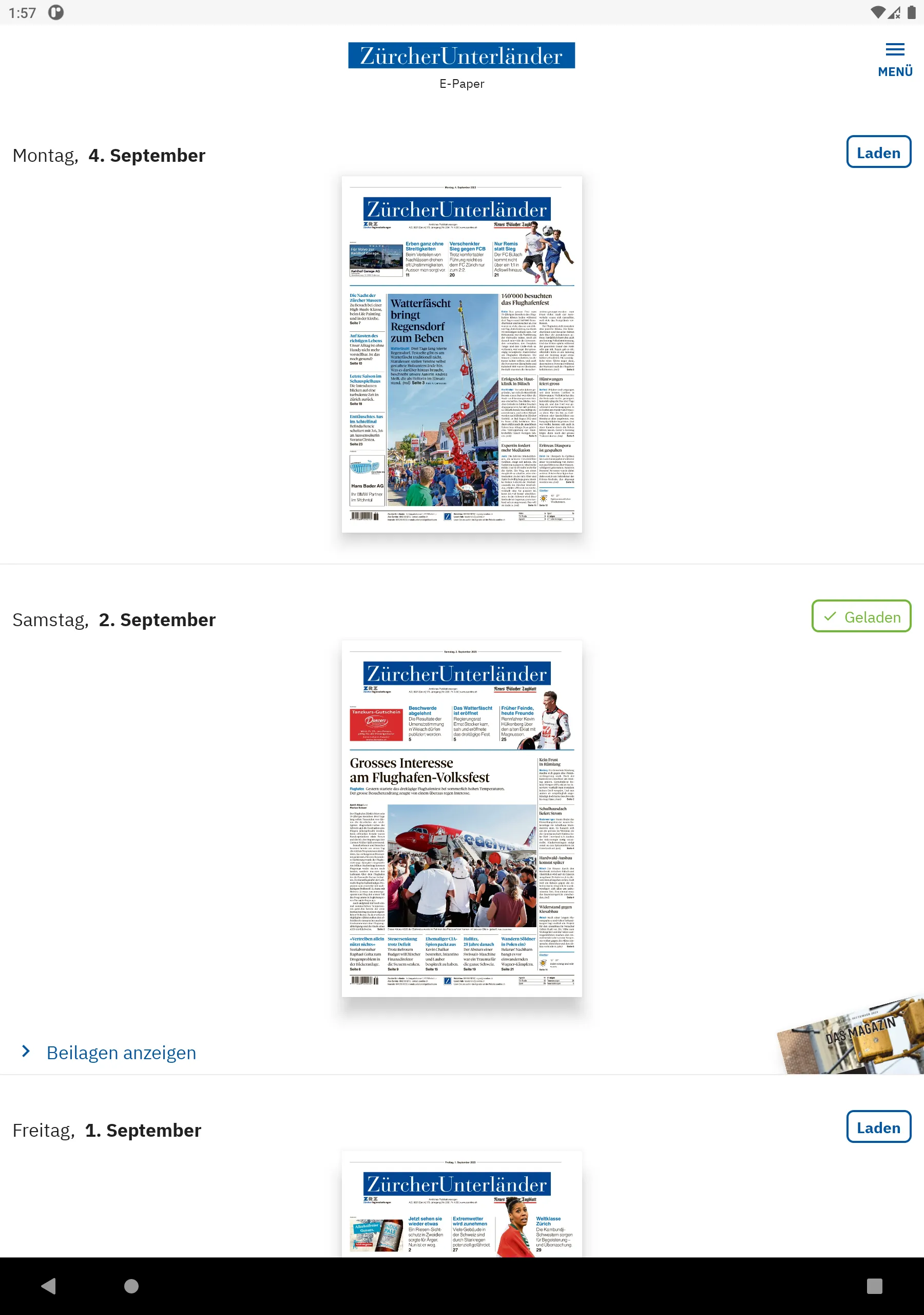 Zürcher Unterländer E-Paper | Indus Appstore | Screenshot