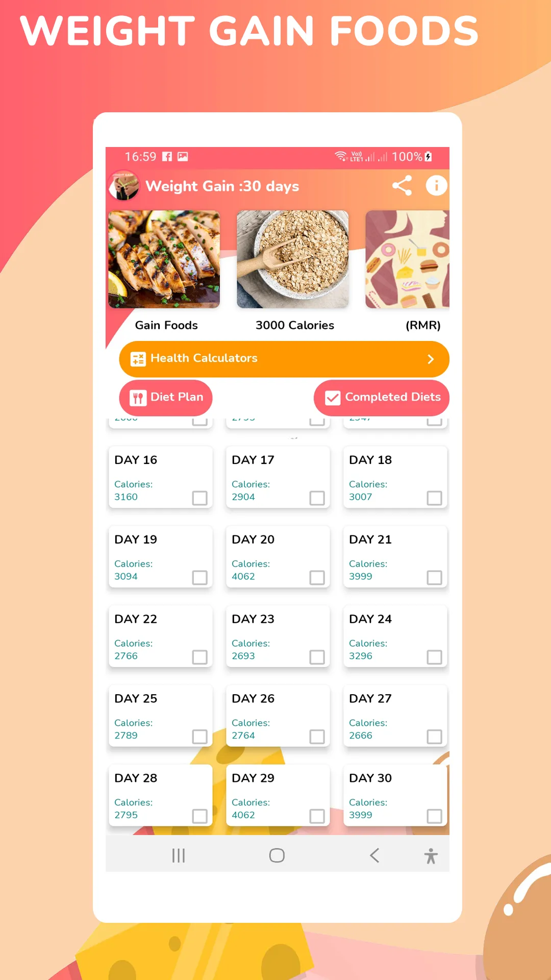 Gain Weight :30 days diet plan | Indus Appstore | Screenshot