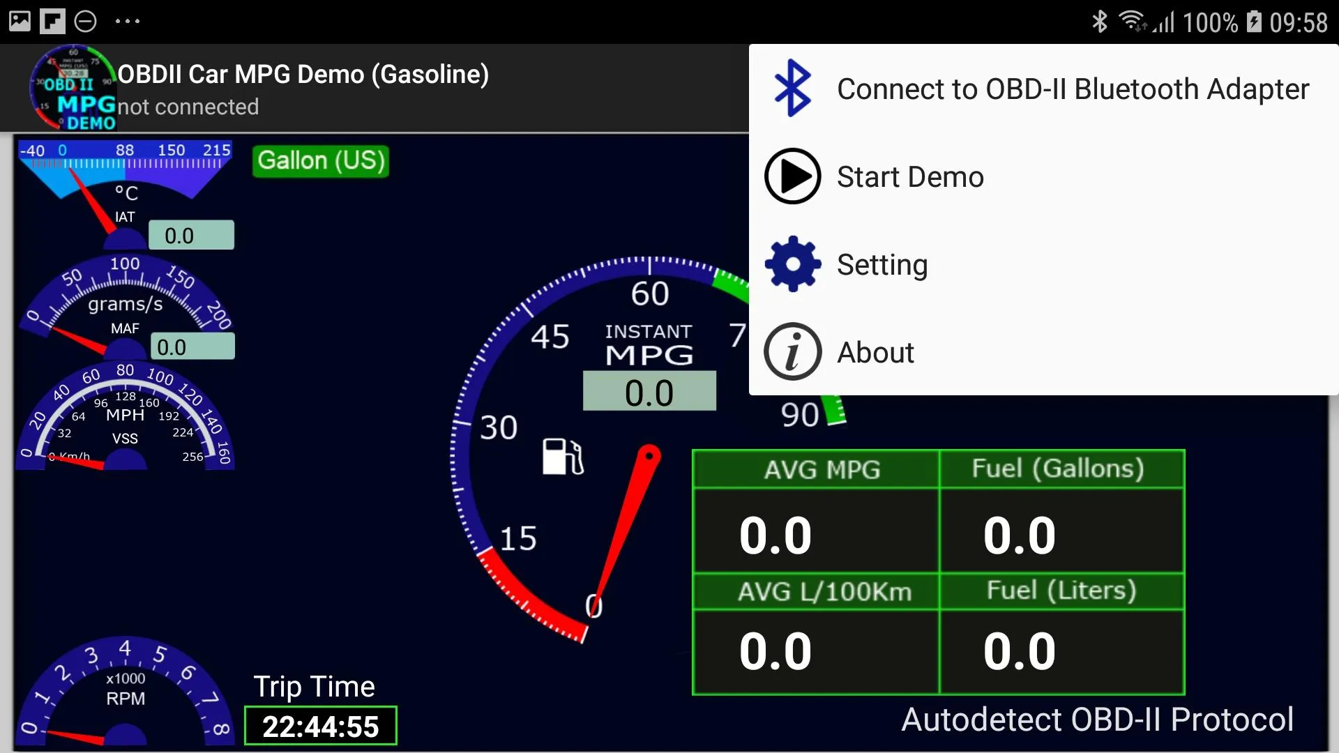 OBDII Car MPG Demo (Gasoline) | Indus Appstore | Screenshot