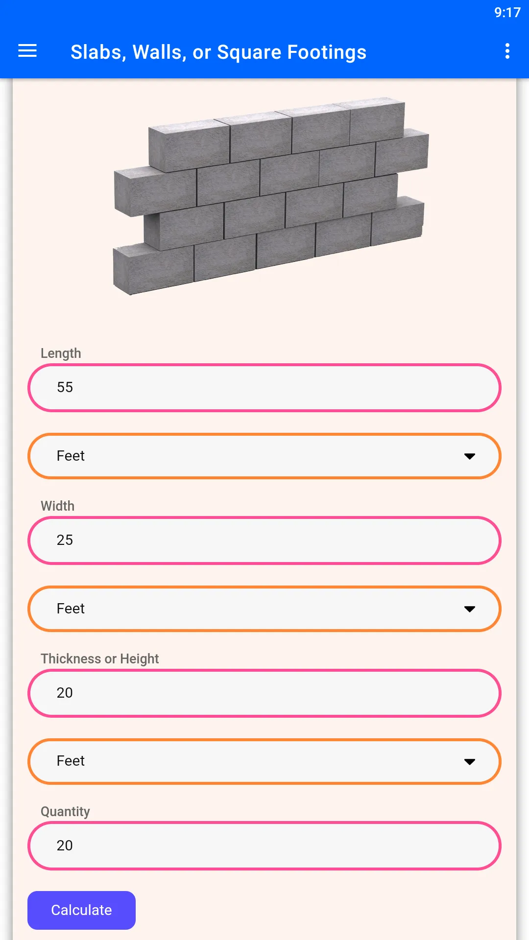 Concrete Mixing Calculator | Indus Appstore | Screenshot