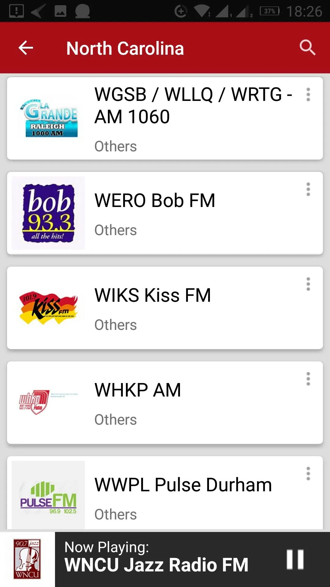 North Carolina Radio Stations | Indus Appstore | Screenshot