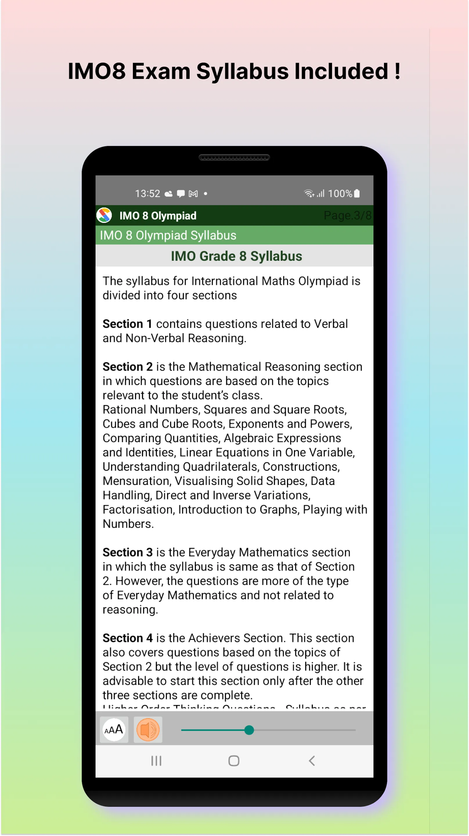 IMO 8 Maths Olympiad | Indus Appstore | Screenshot