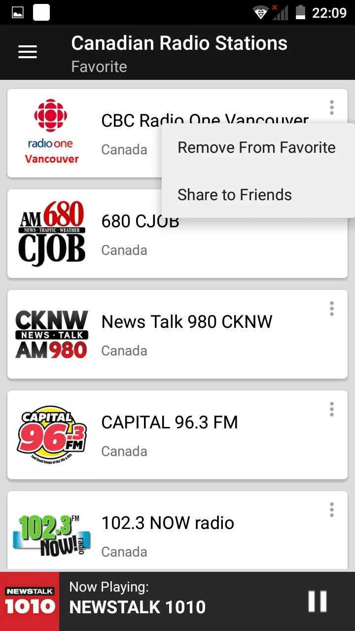 Canadian Radio Stations FM/AM | Indus Appstore | Screenshot