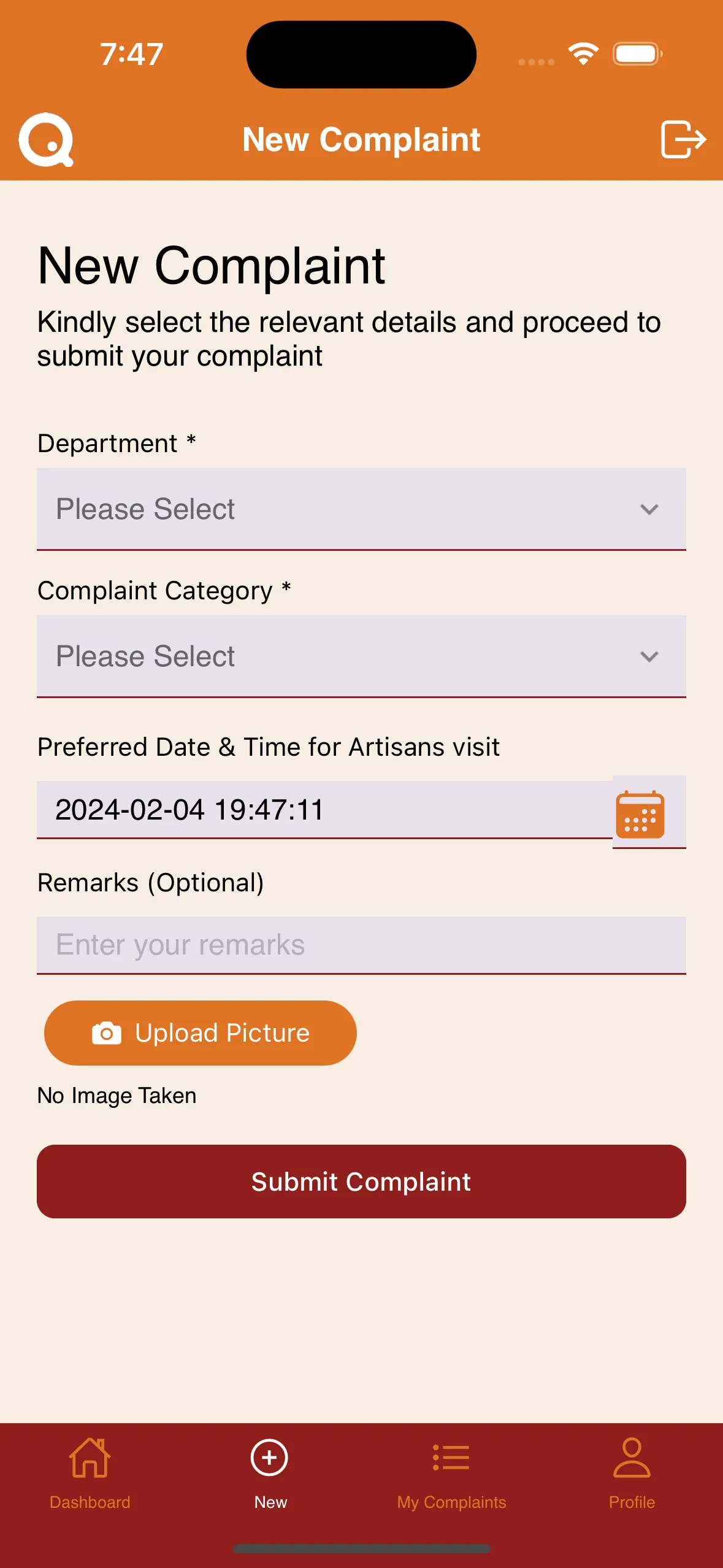 Quarters Complaint Management | Indus Appstore | Screenshot