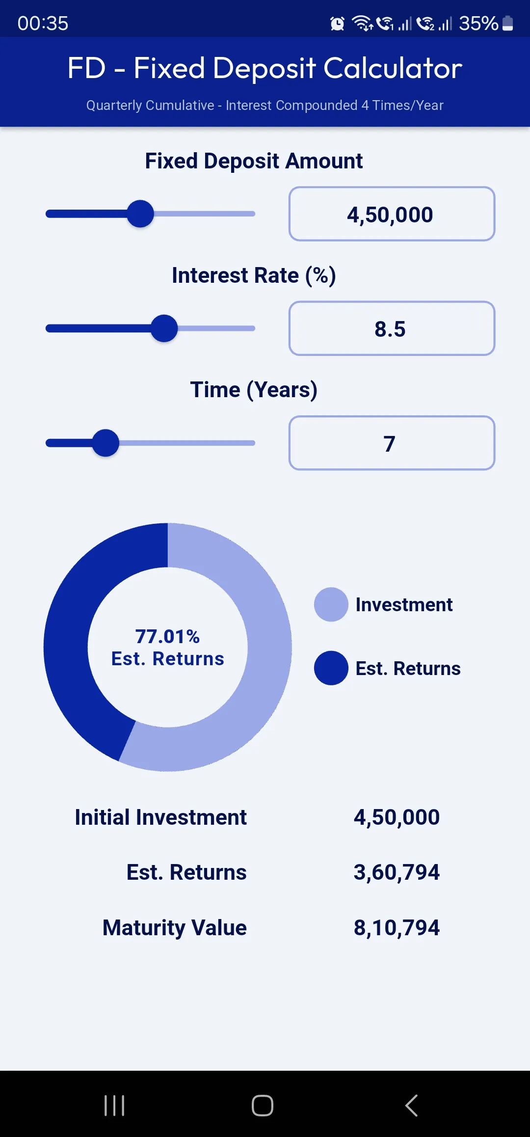 FD - Fixed Deposit Calculator | Indus Appstore | Screenshot